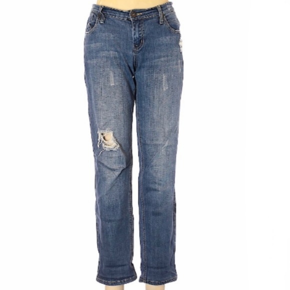 Kensie Denim - KENSIE DENIM Distressed Straight Leg Jeans